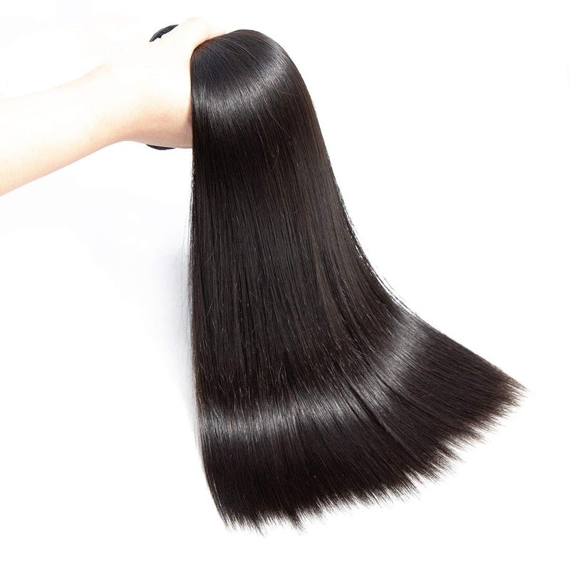 ANGIE QUEEN Hair Straight Human Hair Bundles 20 Inch 100% Unprocessed Virgin Human Double Weft Human Hair Single Bundle 100 Gram(+/-5g) Nature Black Color for Women Hair Extensions - Image 2